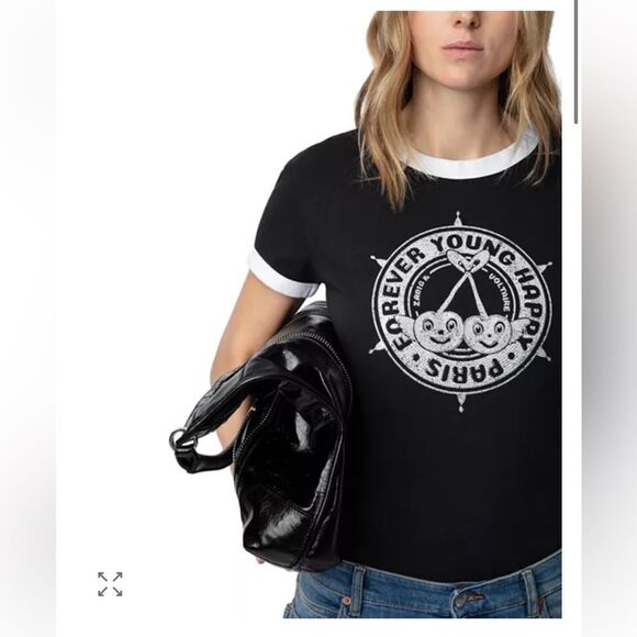 Zadig & Voltaire Walk Diamante Insignia Tee NWT - Picture 3 of 14